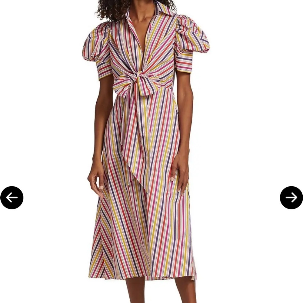 NWT Silvia Tcherassi Roopal midi-dress cotton bow stripe Anthropologie miosotis